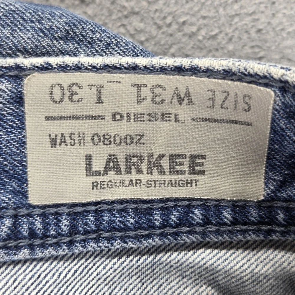Diesel Jeans Mens 31x30 Blue Larkee Regular Straight Distressed Button Fly 0800Z